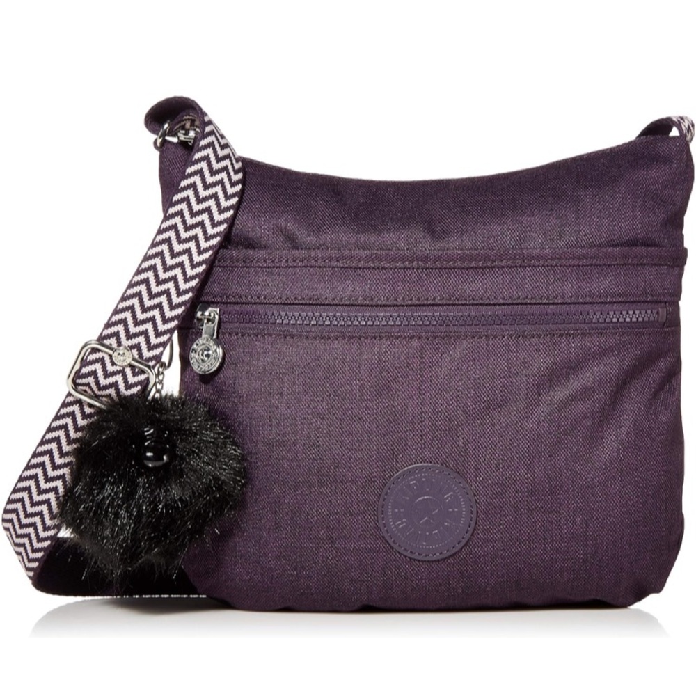 Kipling Purple Crossbody Bag with Adjustable Strap and Silver Hardware